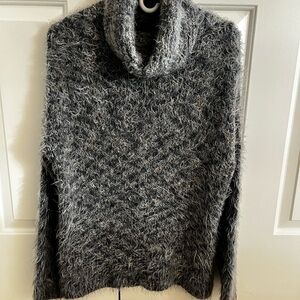 Cozy Grey Fuzzy Turtleneck Sweater